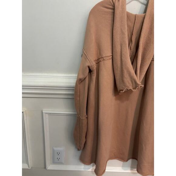 Free People Get Yer Gauze Cardigan Hoodie Ruched French Terry Oversized XS - Picture 5 of 8